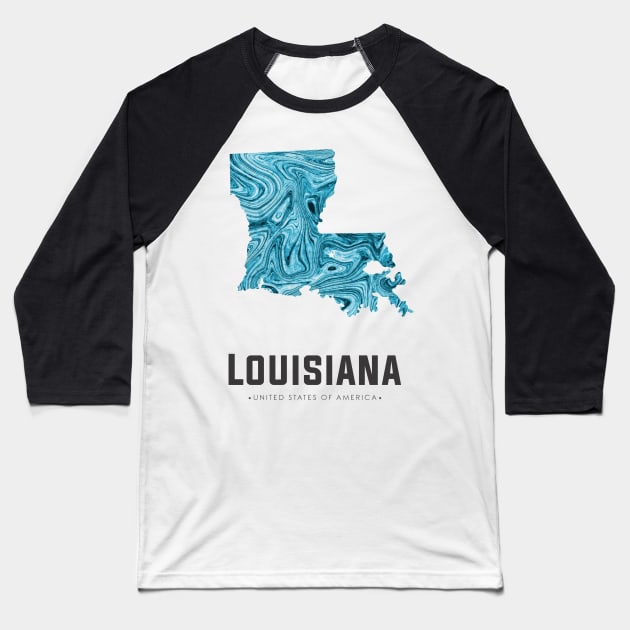 Louisiana state map abstract blue Baseball T-Shirt by StudioGrafiikka